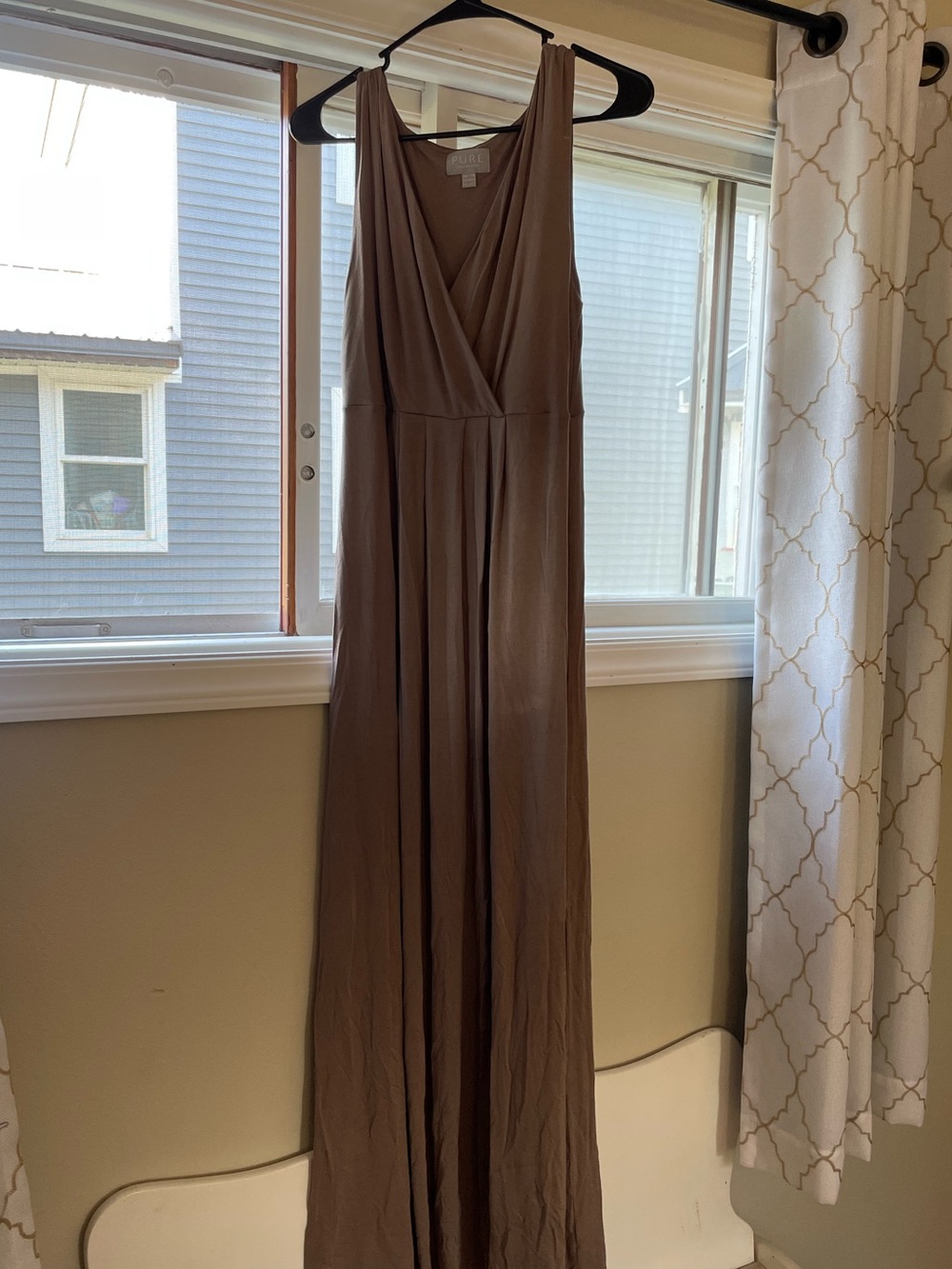 Pure Collection Taupe Sleeveless Maxi Dress Size 8/10